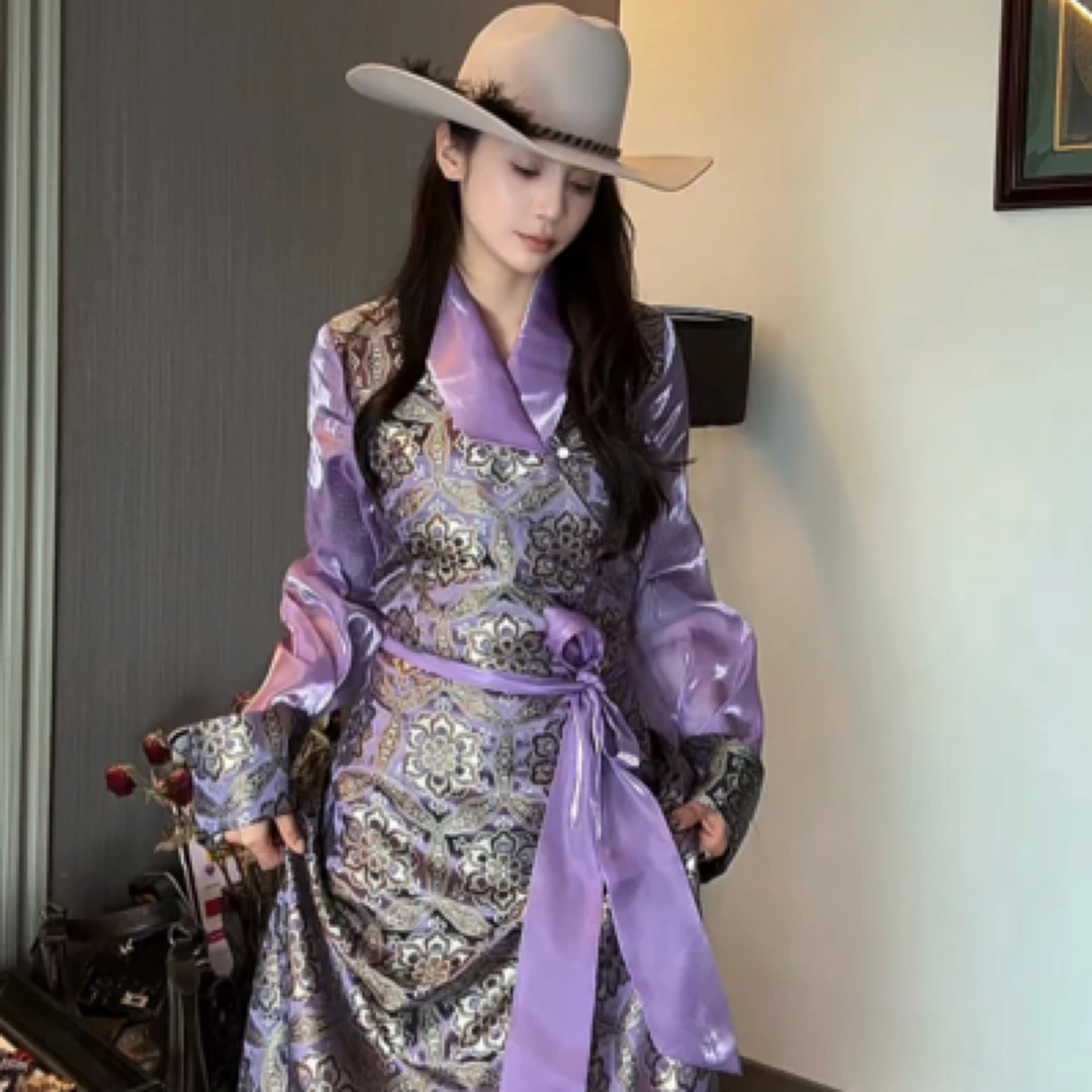 藏族传统服装女装时尚百搭民族风长裙藏式博拉裙