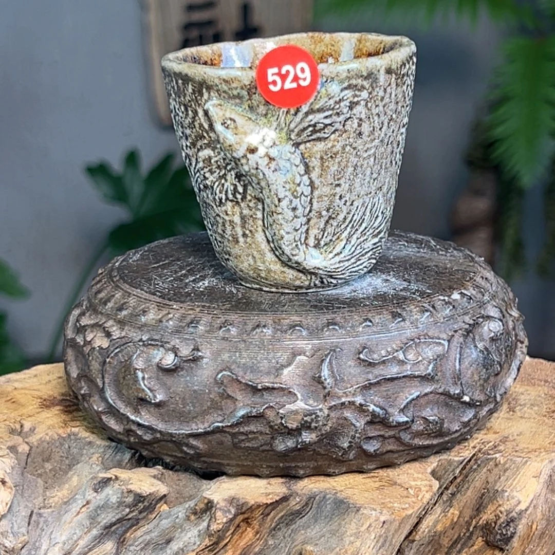 杯529柴烧手捏主人杯自然落灰釉