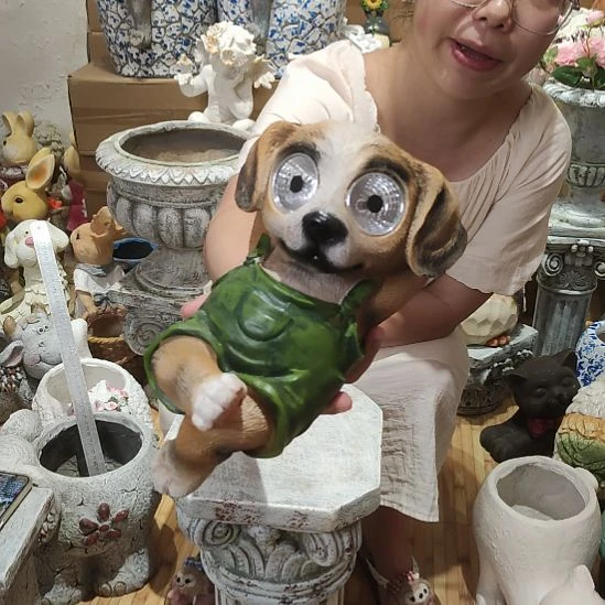 合成树脂树脂太阳能狗狗摆件