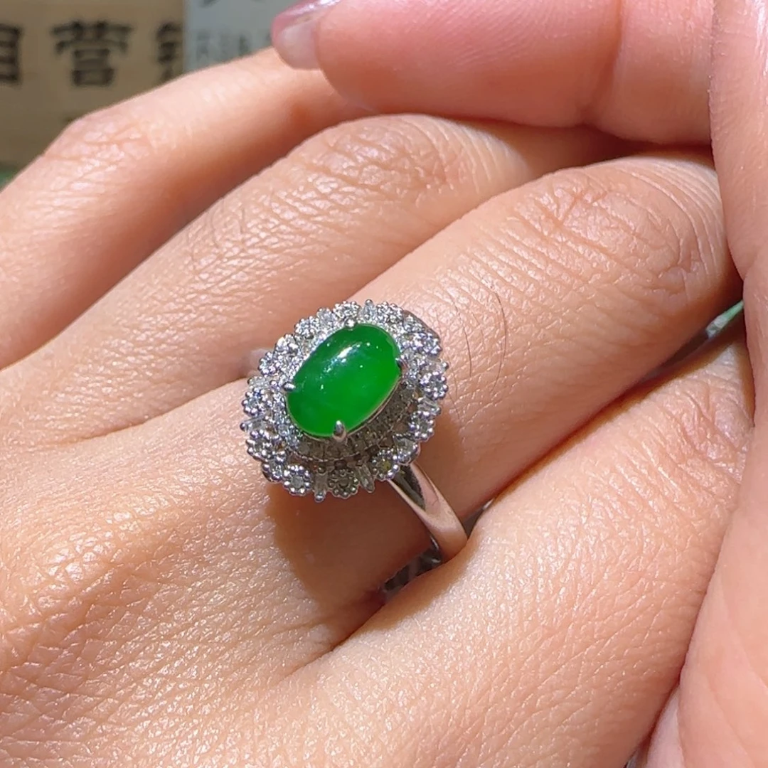 【闪购商品】翡翠戒指18K金镶嵌缅甸
