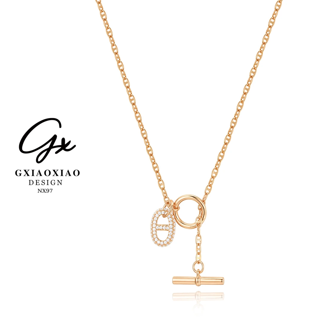 G XIAOXIAO 镀K金 法式轻奢百搭气质小众猪鼻子项链 NX97