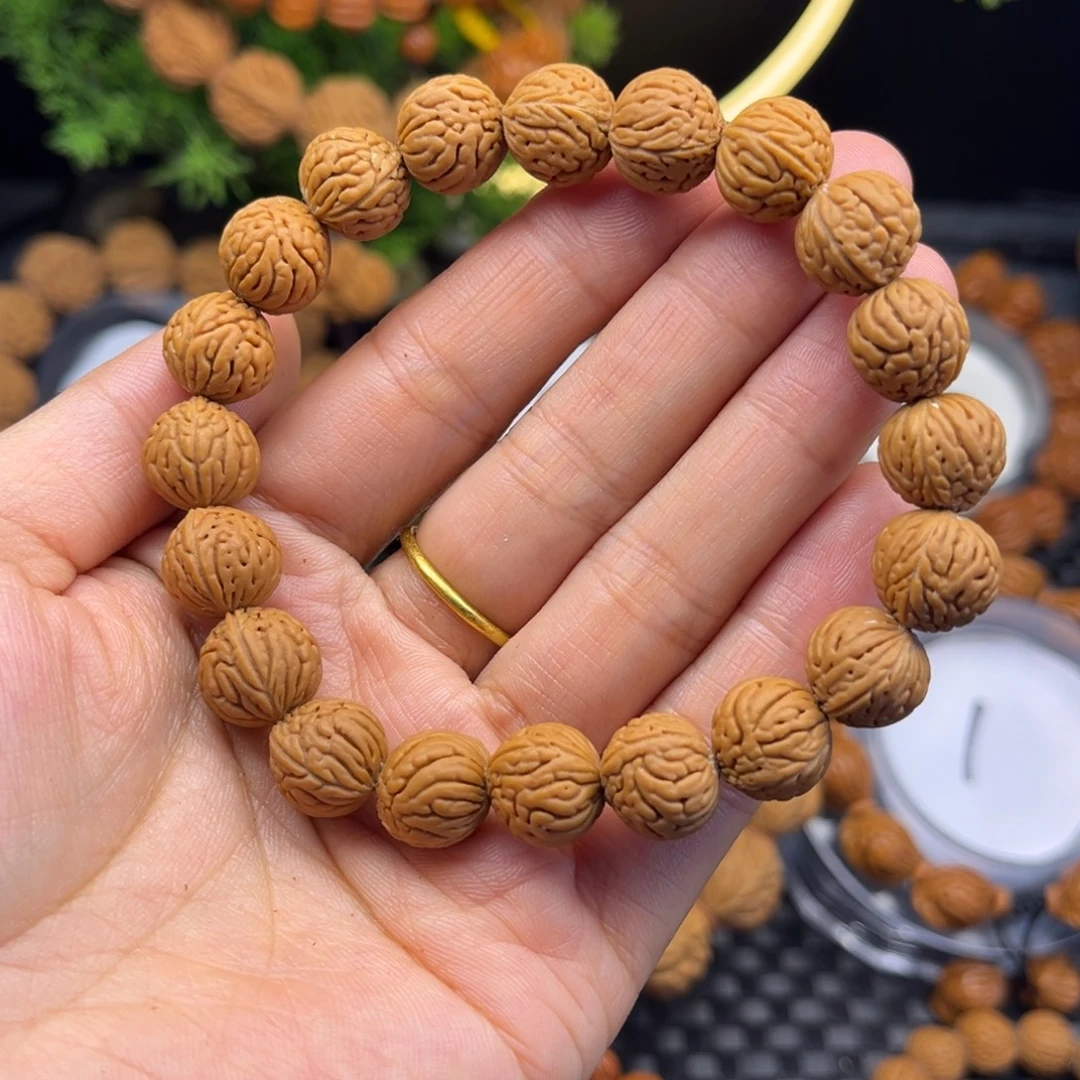 绿***意手串桃核小脑纹单圈