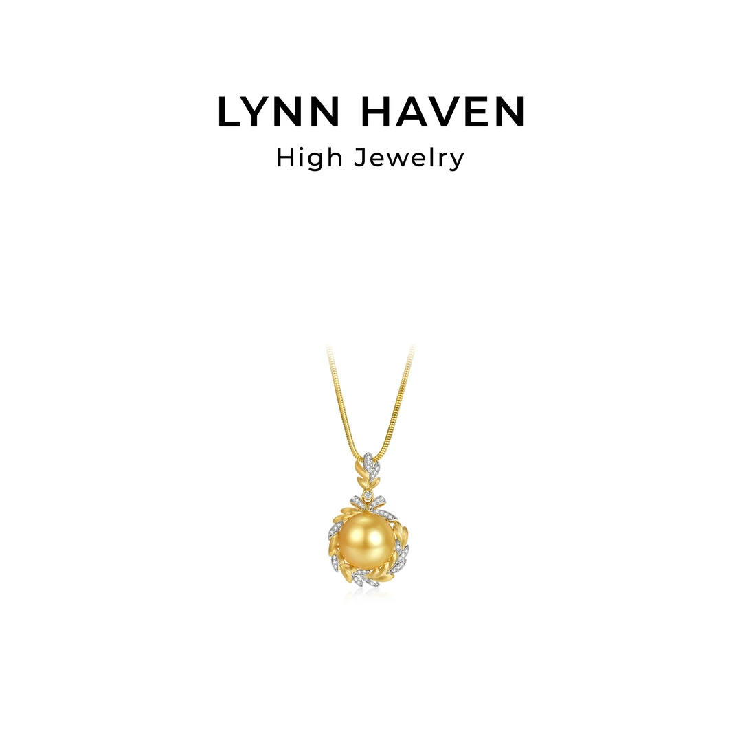 LYNNHAVEN麟玟【金羽】南洋金珠海水珍珠吊坠18K金女送礼时尚