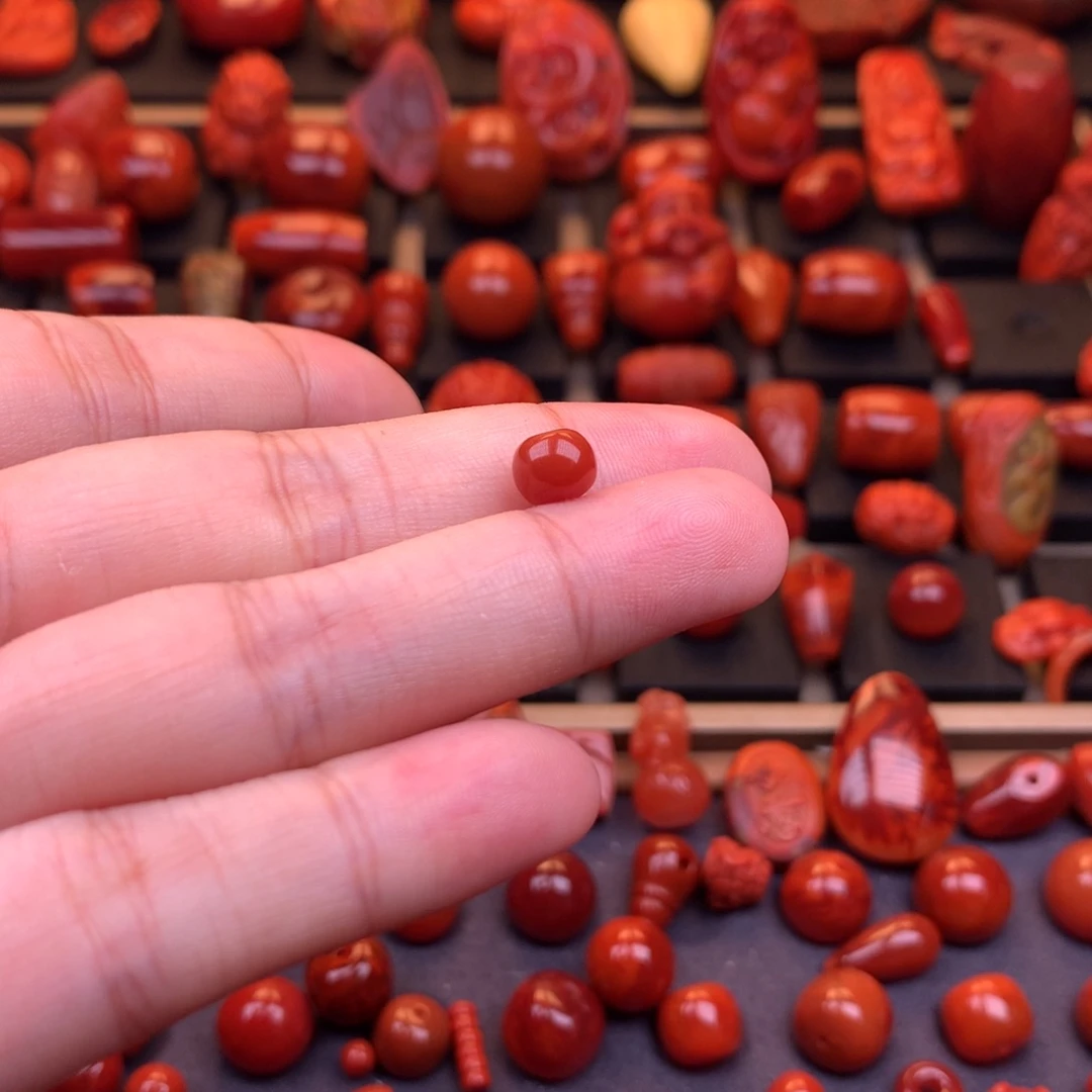 南红玛瑙未镶嵌川料原矿老型单珠7mm