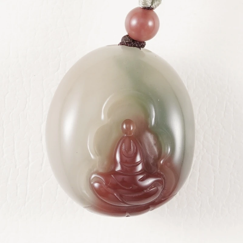 玛瑙悟道吊坠挂件秦岭紫绿玛瑙秦紫玉天然石英岩质玉手工精雕孤品