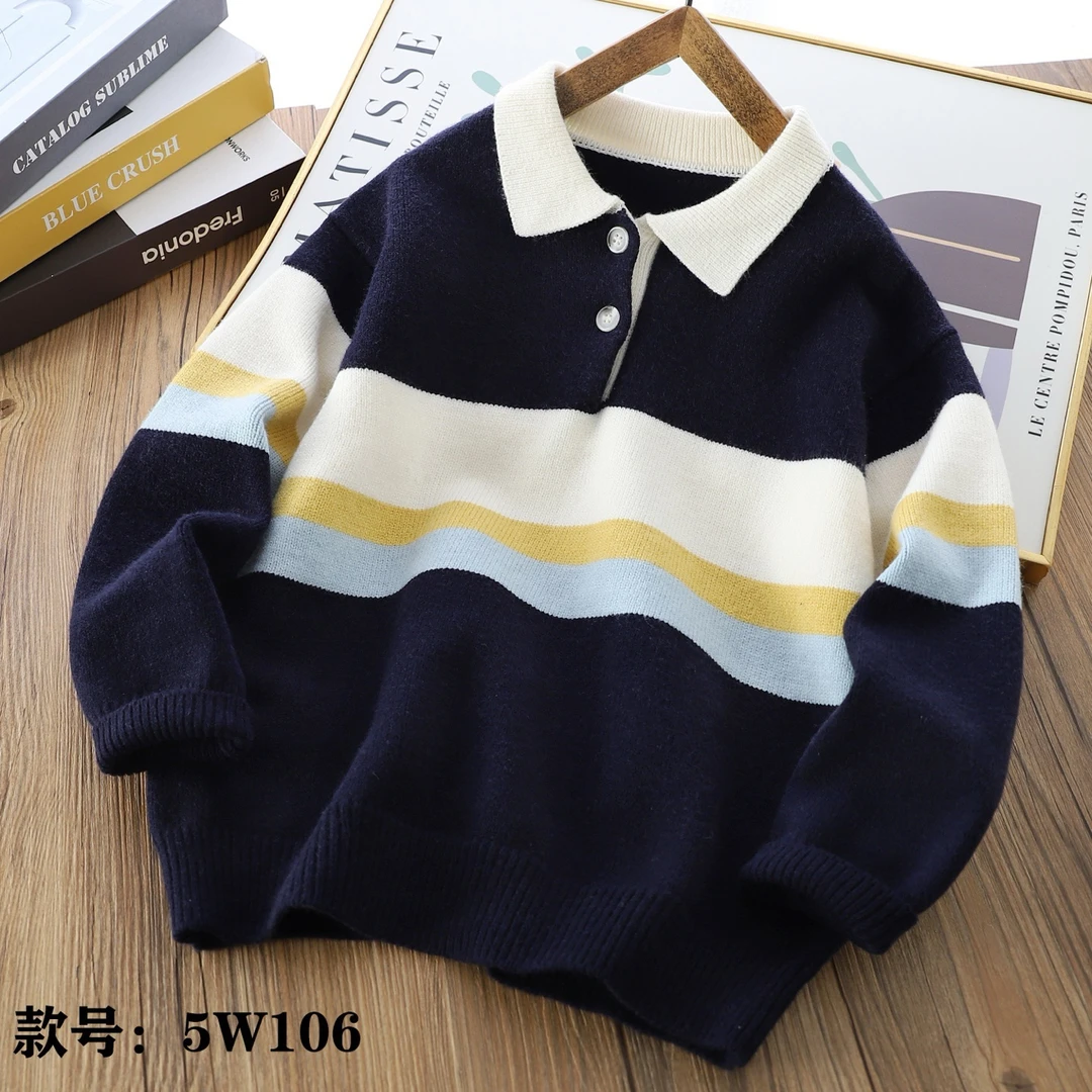 DU4秋款毛衣翻领童装5w106儿童时尚百搭中大童长袖上衣儿童