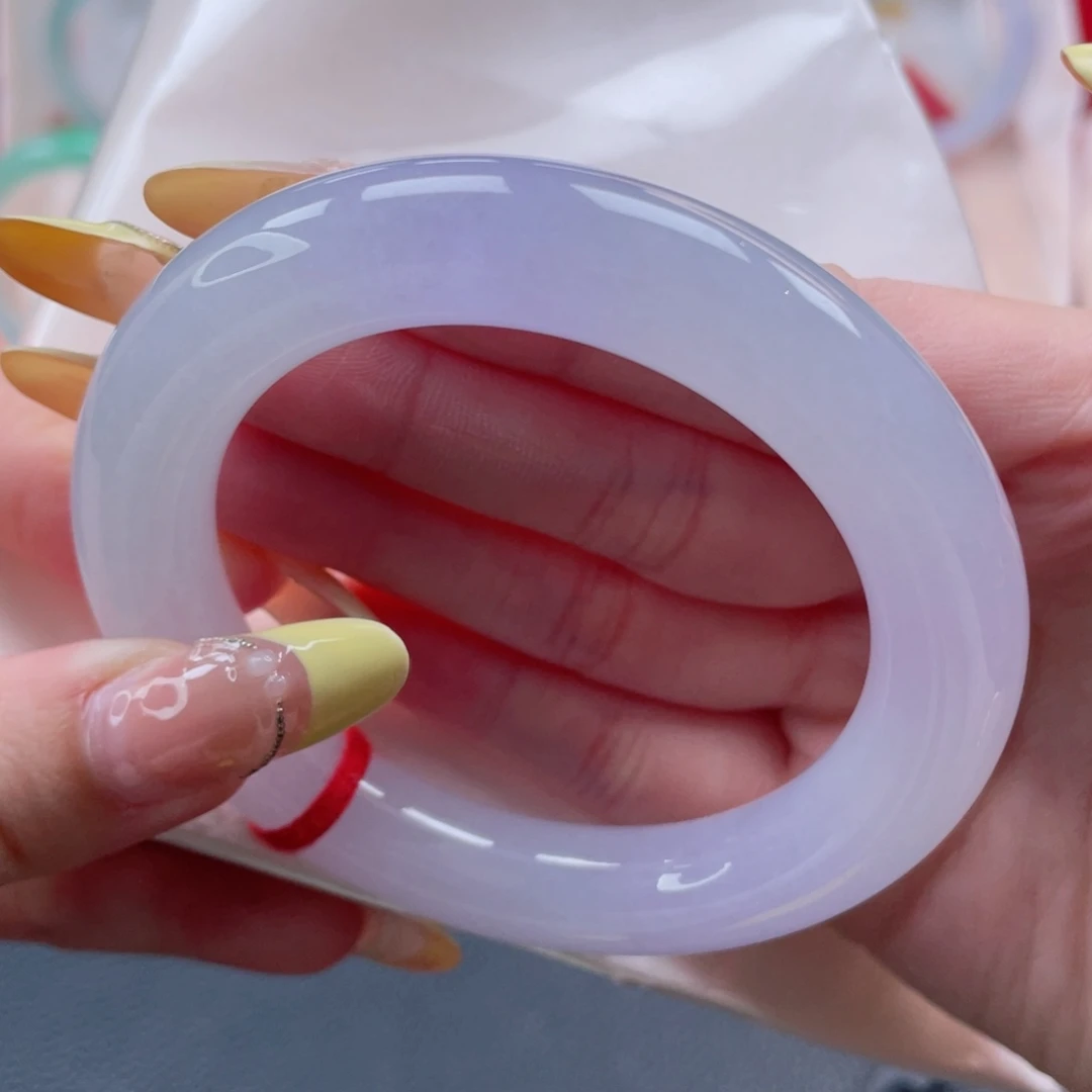 未镶嵌手镯翡翠56.3冰紫月光 温柔系 胖圆脑袋必入25号