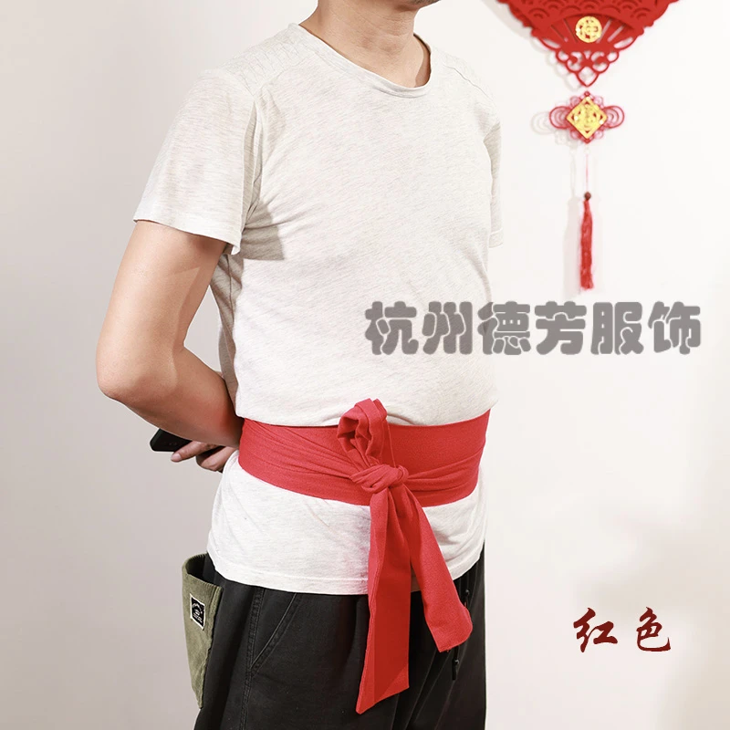 杭州德芳棉麻布太极拳武术腰带舞蹈狮传统功夫长2.5米训练黑色男