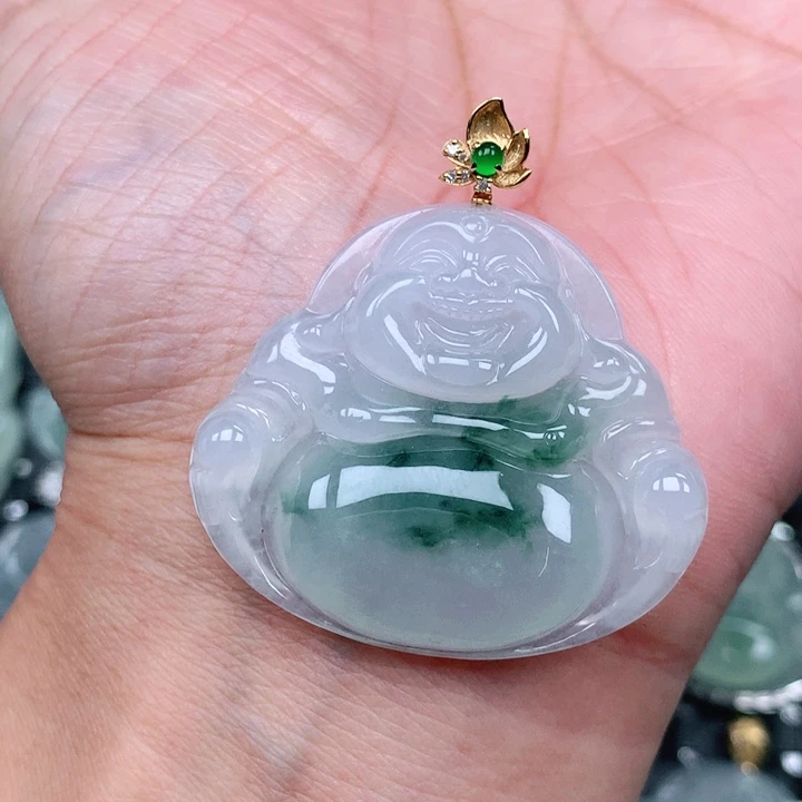 吊坠(不含链)18K金镶嵌翡翠