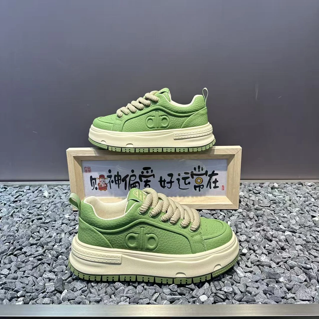 新款秋季男士皮面时尚百搭休闲鞋增高厚底低帮软底舒适运动男款鞋