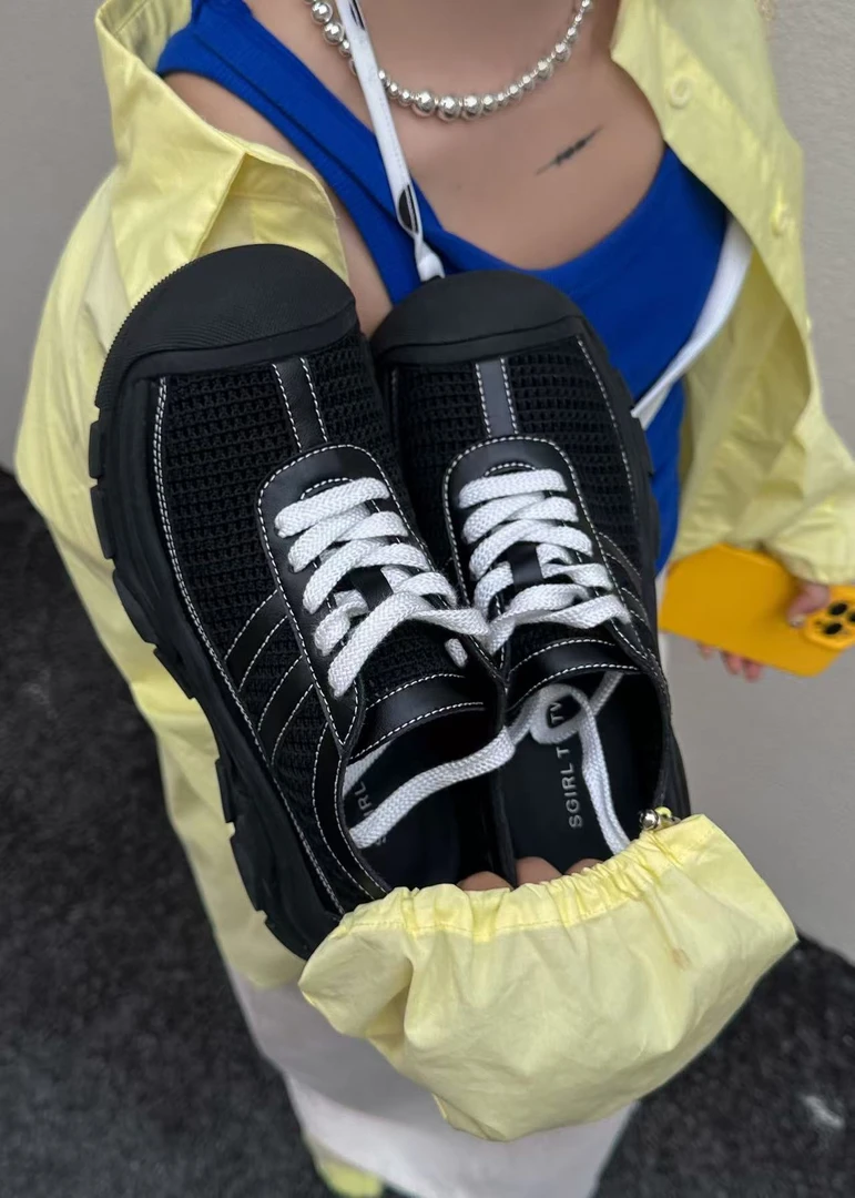 鑫燃KIKI 厚底增高复古网面透气百搭休闲老爹鞋 G306-1 SG