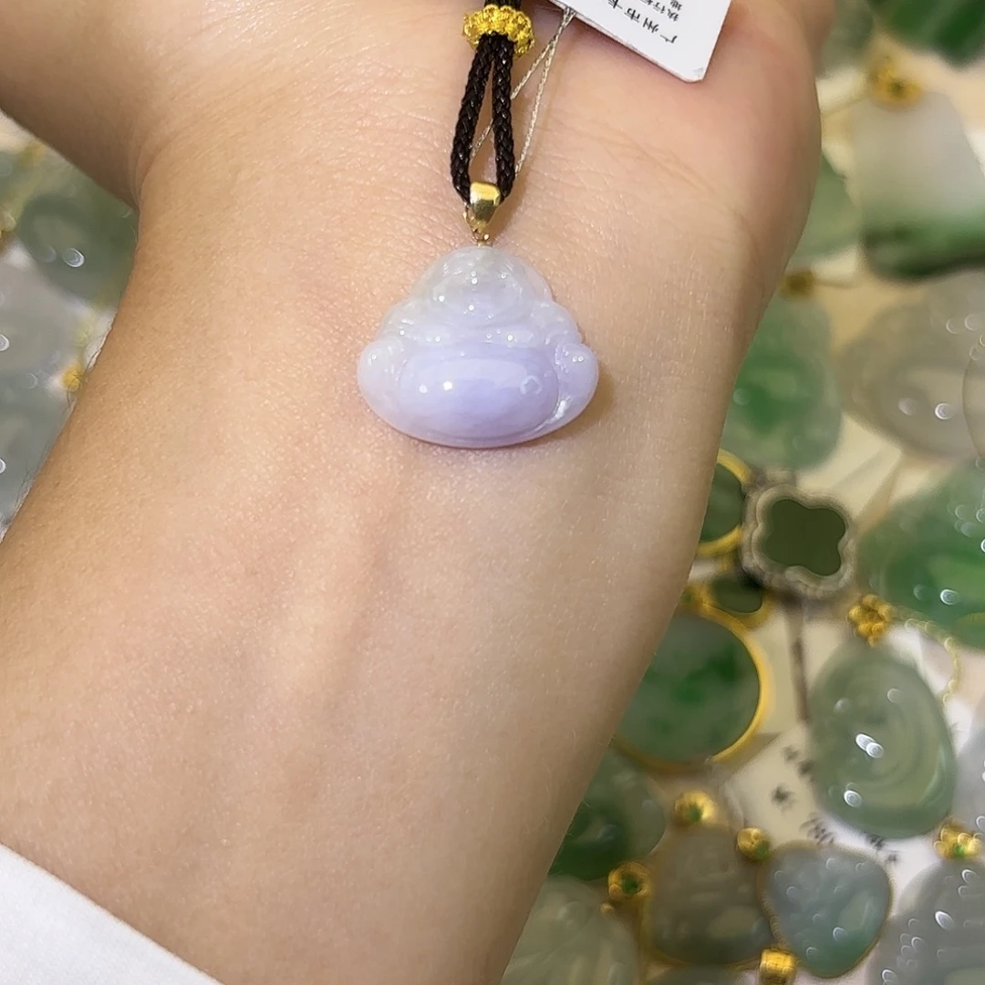 翡翠18K金镶嵌颈饰佛公