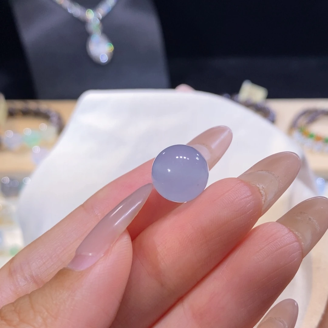 翡翠未镶嵌颈饰翡翠高冰天空圆珠12.7mm