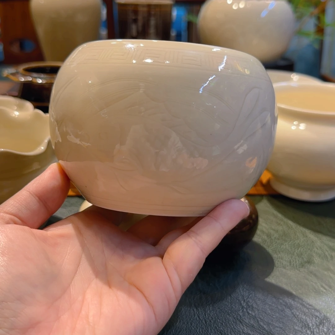 仿古定瓷 鱼纹建水 550ml