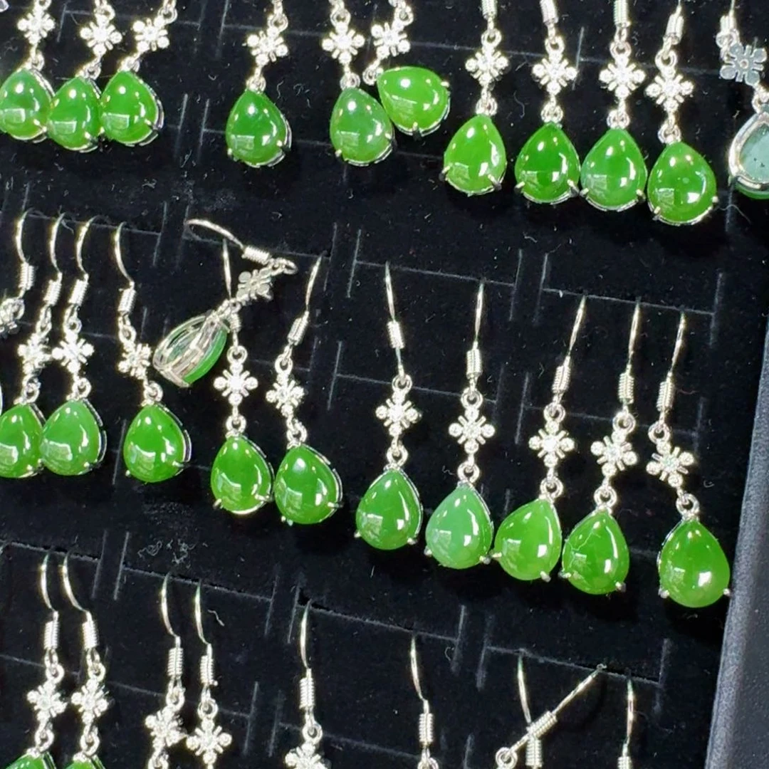 和田玉银S925镶嵌耳饰多样性发货 拍一发一