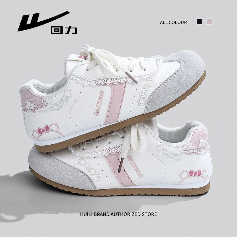 回力刺绣Kt猫德训鞋女2025秋冬新款学生百搭加绒棉鞋休闲小白鞋女