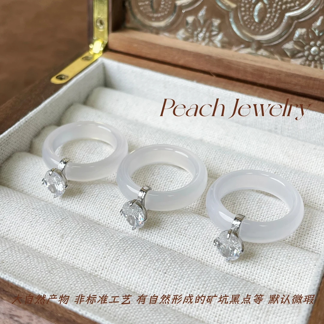 S925银玛瑙戒指 T-FD42 多样性发一颜色微差