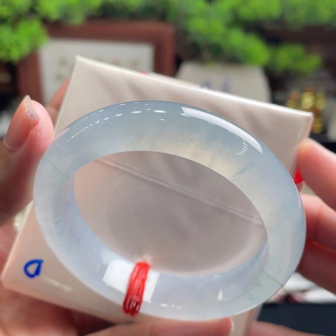 翡翠未镶嵌手镯51.2蓝紫冰块飘花