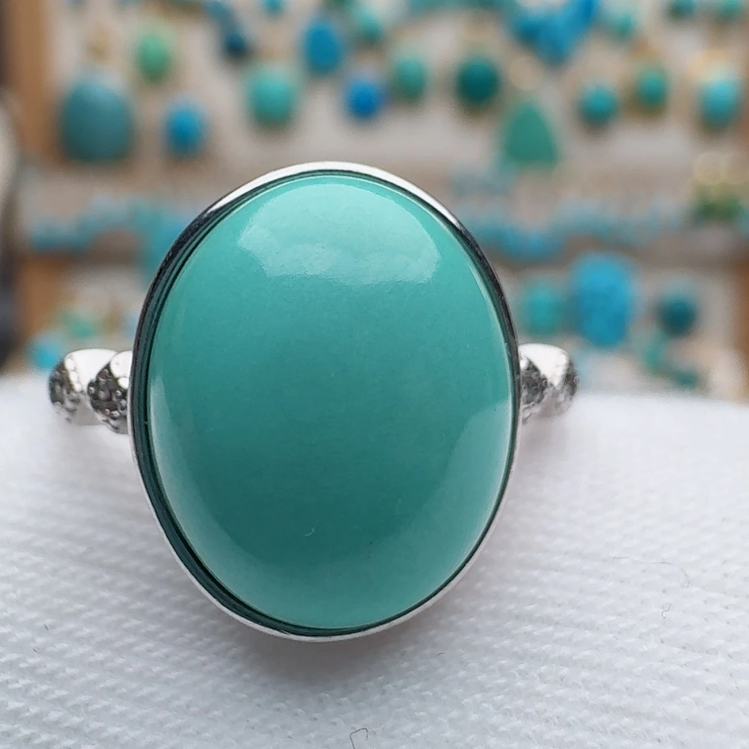 绿松石银S925镶嵌戒指