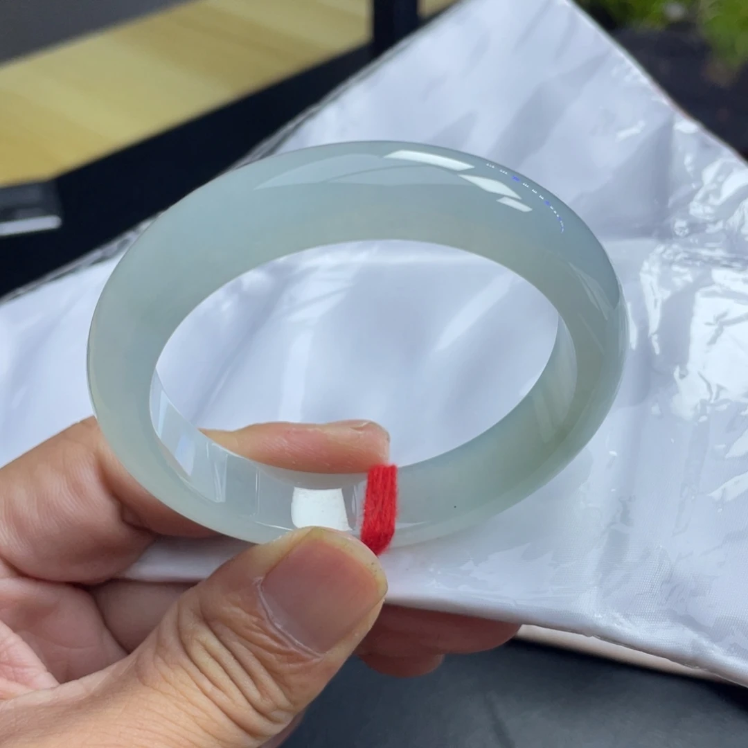翡翠未镶嵌手镯57糯冰晴水种老肉细起胶起莹光