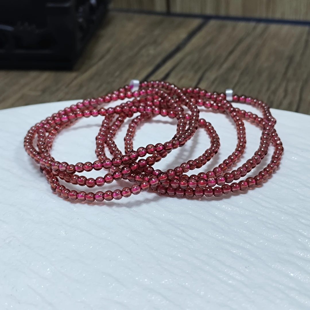 【书记甄选】天然石榴石三圈手链 多样性发一件 约2mm 280LA