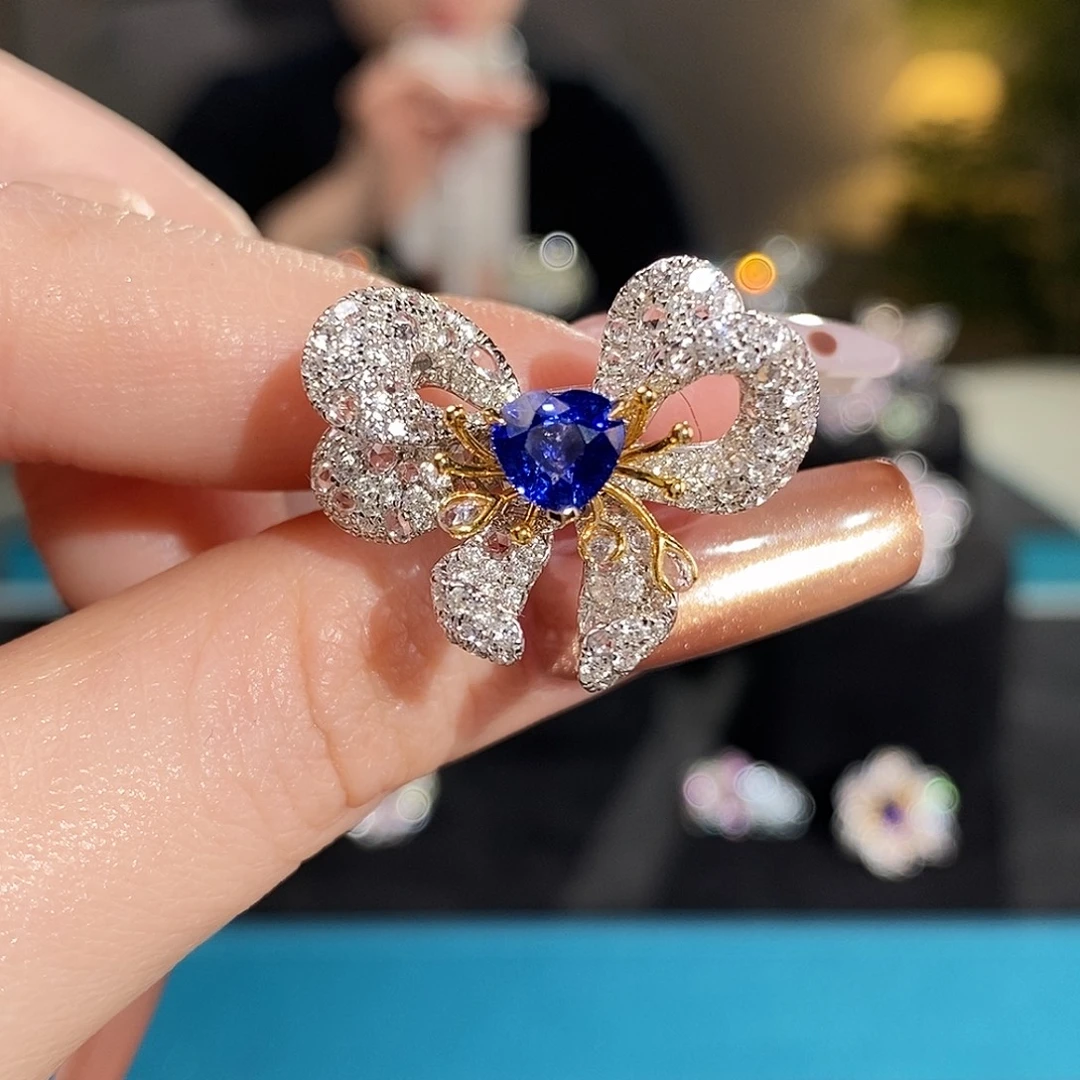 18K金镶嵌蓝宝石戒指1.27ct多用款