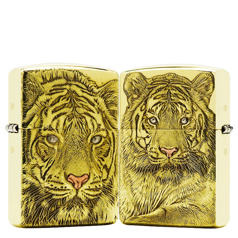 ZIPPO/之宝打火机【双面老虎】盔甲机原装正品煤油机DYJ1