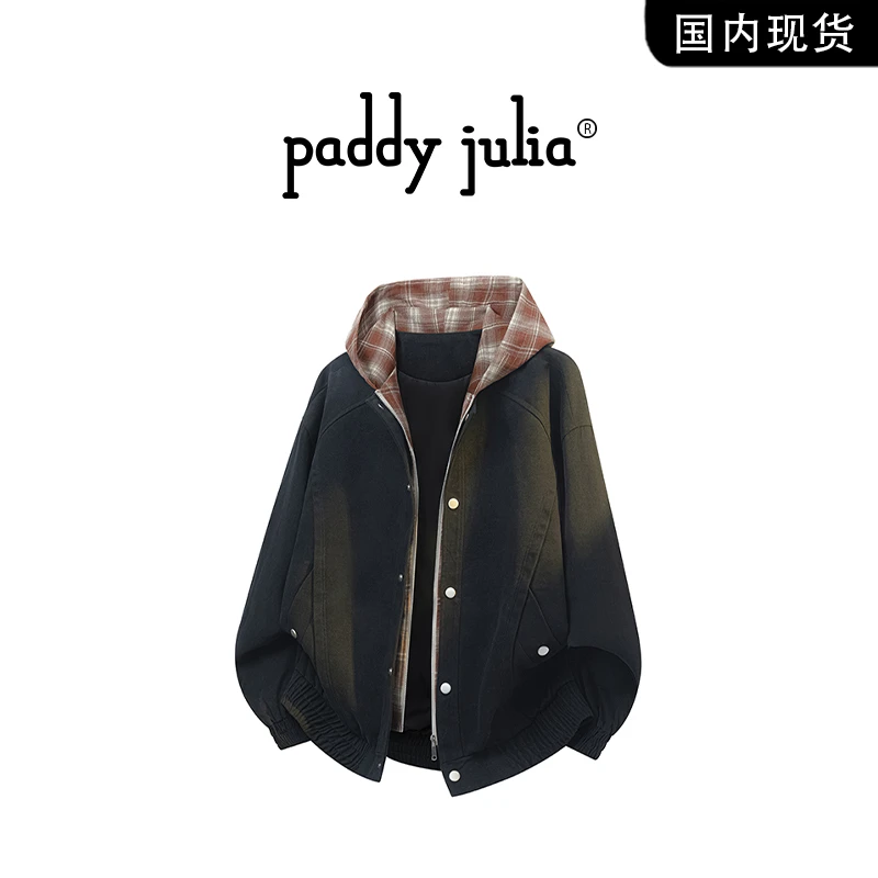 Paddy julia美式高级感夹克男秋季时尚连帽复古休闲上衣百搭外套