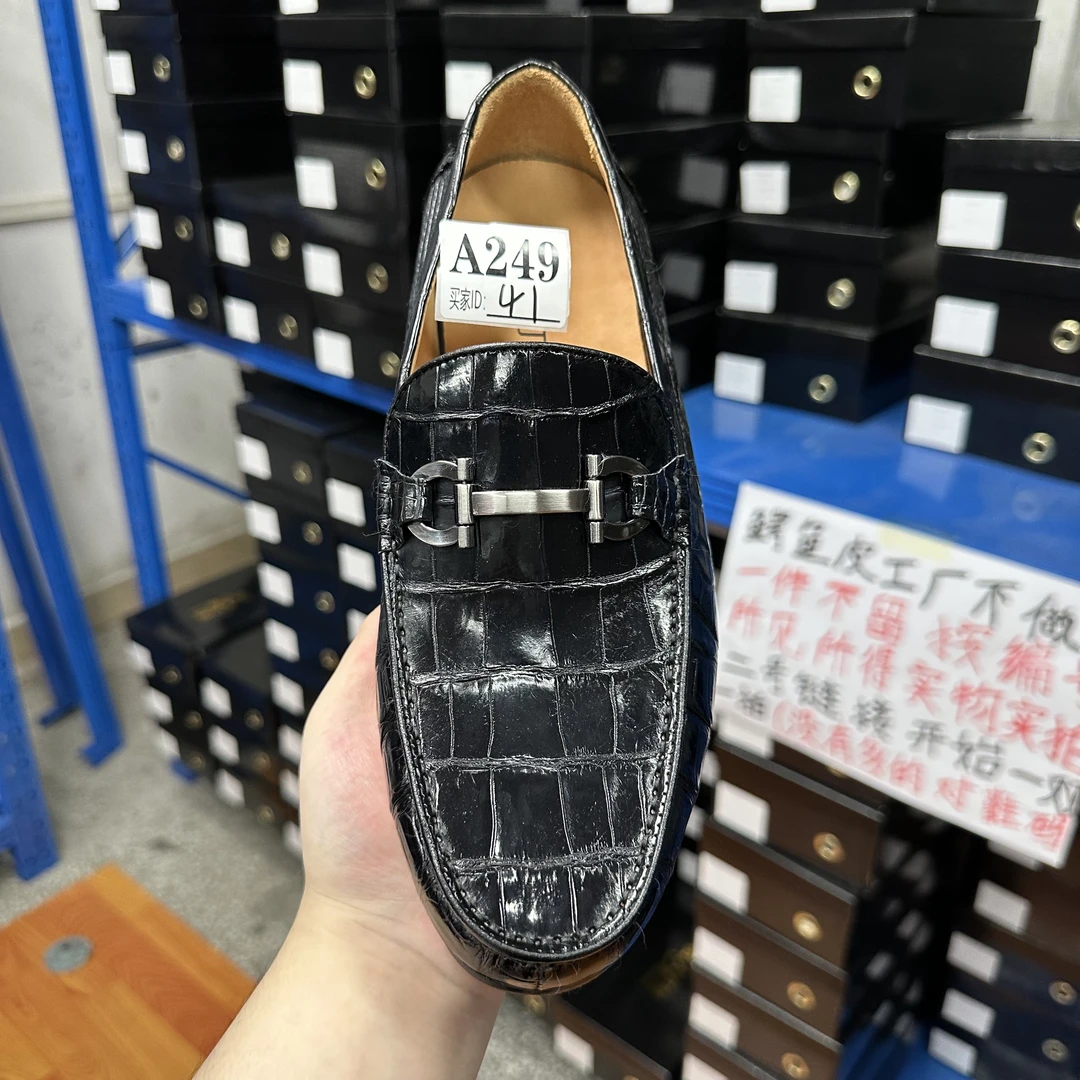 A249所见所得41断码皮鞋码肚皮豆豆鞋全鳄鱼皮孤品尾货瑕疵特价清