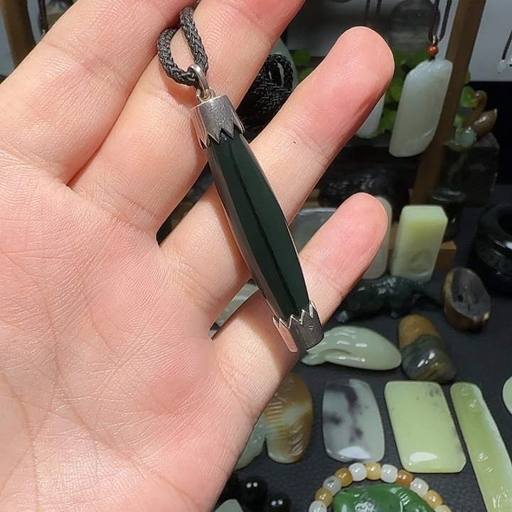 和田玉银S925镶嵌挂件