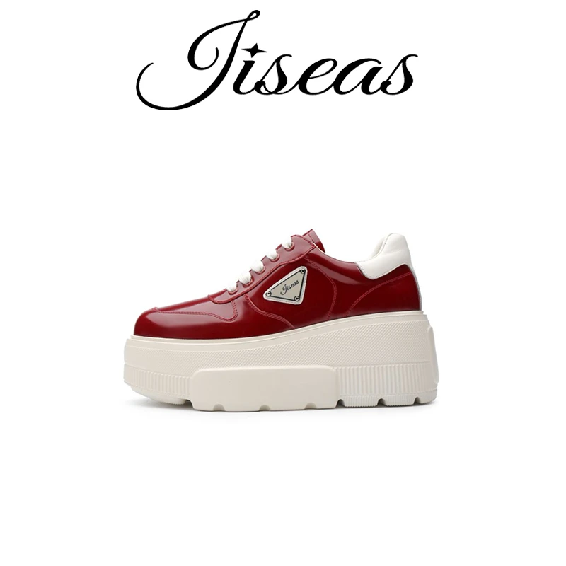 JISEAS 2025春季新款韩版休闲百搭小白鞋厚底增高小白鞋15A3003