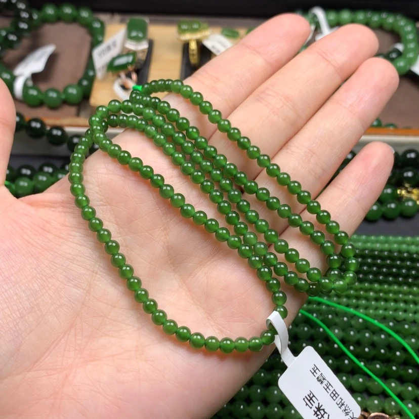【闪购商品】颈饰未镶嵌和田玉（碧玉）4m辣绿无黑
