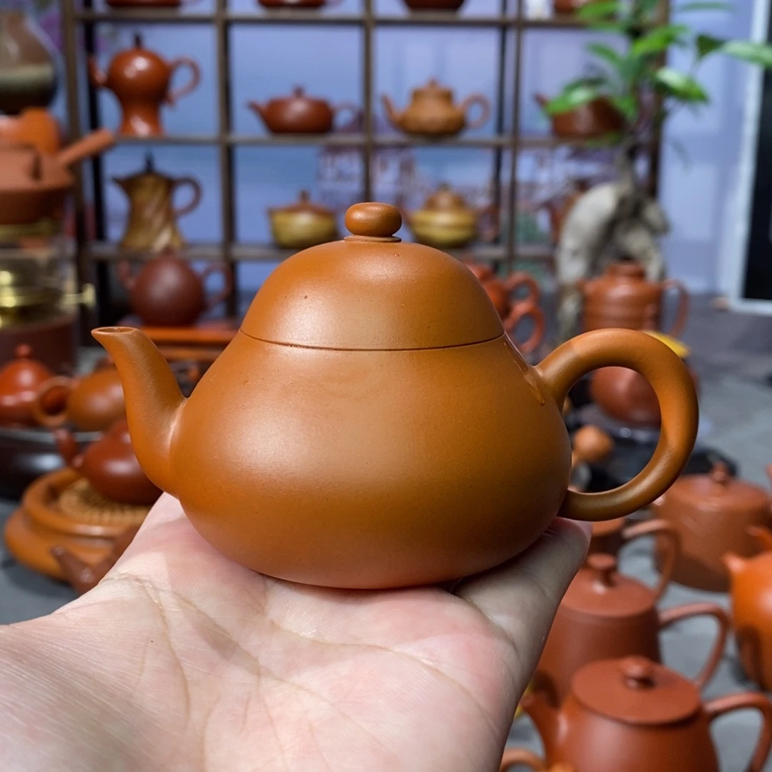 茶壶朱泥陈伟庆鸡蛋黄三弯梨壶95100c