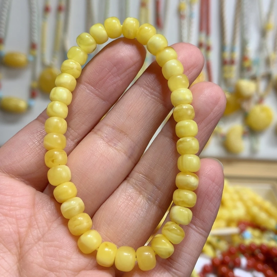 蜜蜡未镶嵌手链6.3mm