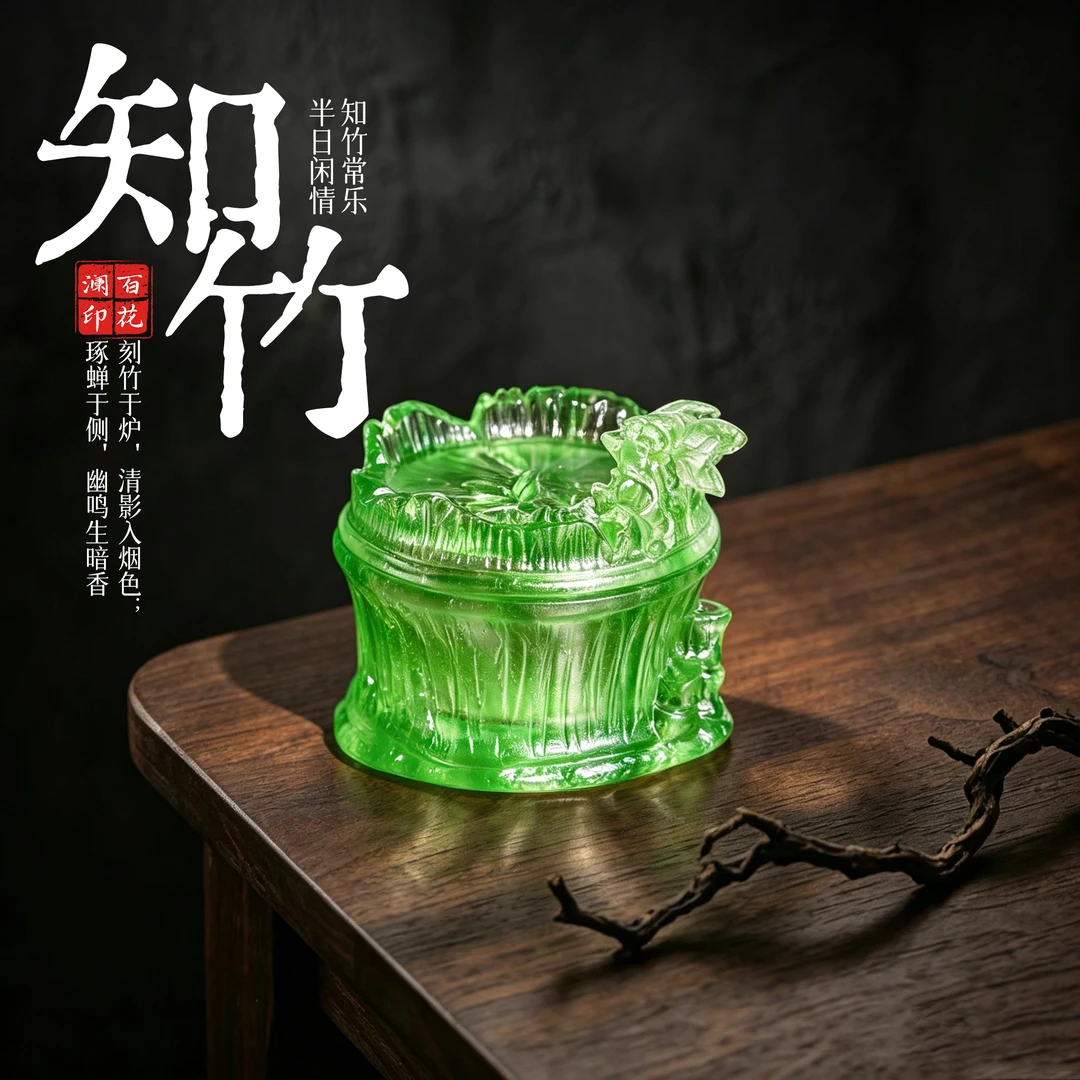 「知竹」古法手工琉璃盘香炉 适配2h盘香无粘香 赠正装香品
