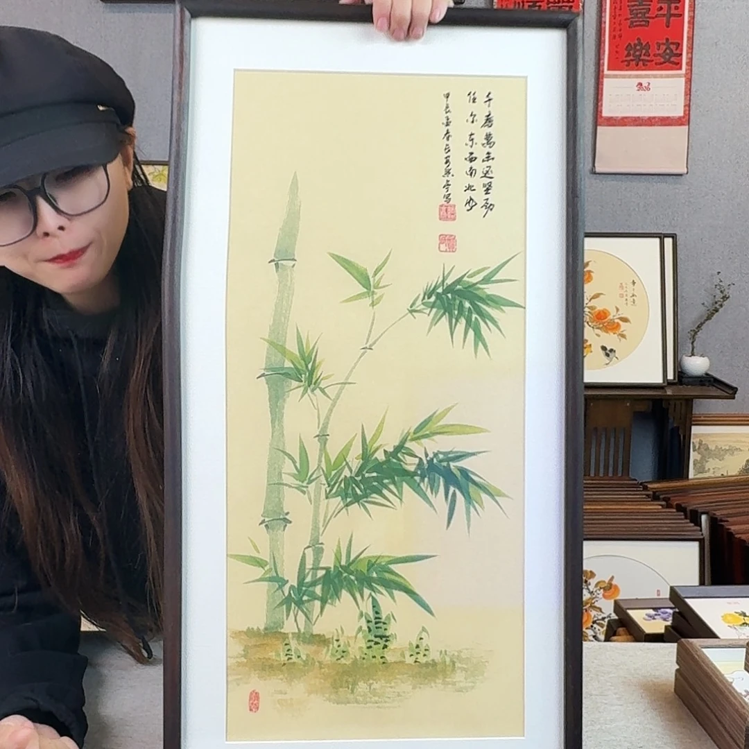 书法手绘带框尺寸： 36*69