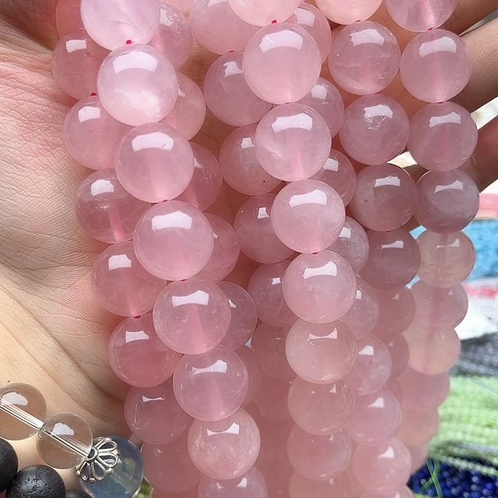 未镶嵌玛瑙/玉髓珠宝半成品一条16mm左右粉晶
