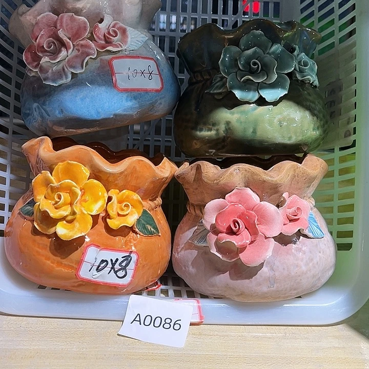 瓷片花盆多肉植物艺术品