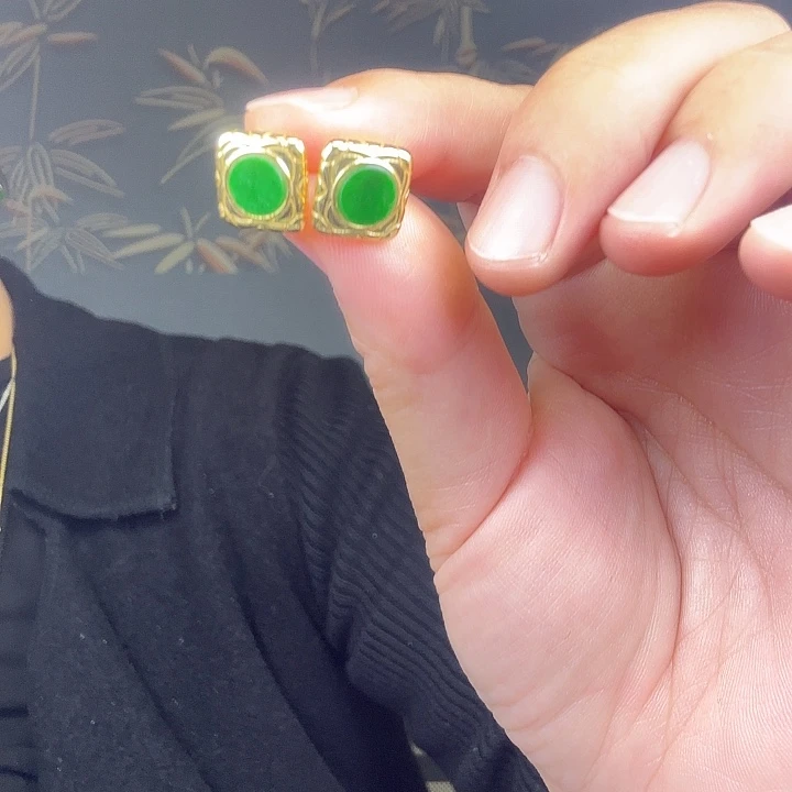 翡翠银S925镶嵌耳饰