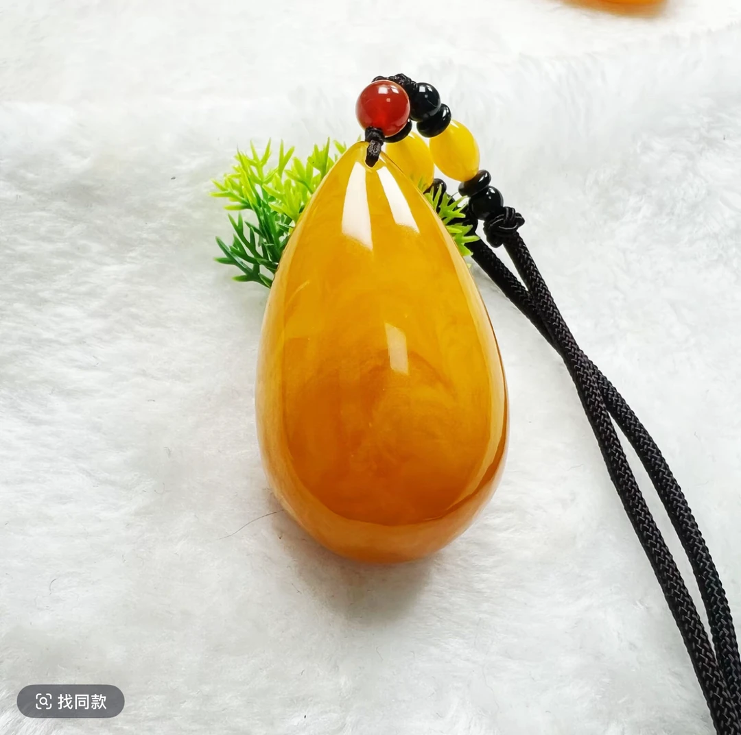 w133 藏族精工精美素绳款蜜糖色水滴吊坠毛衣链