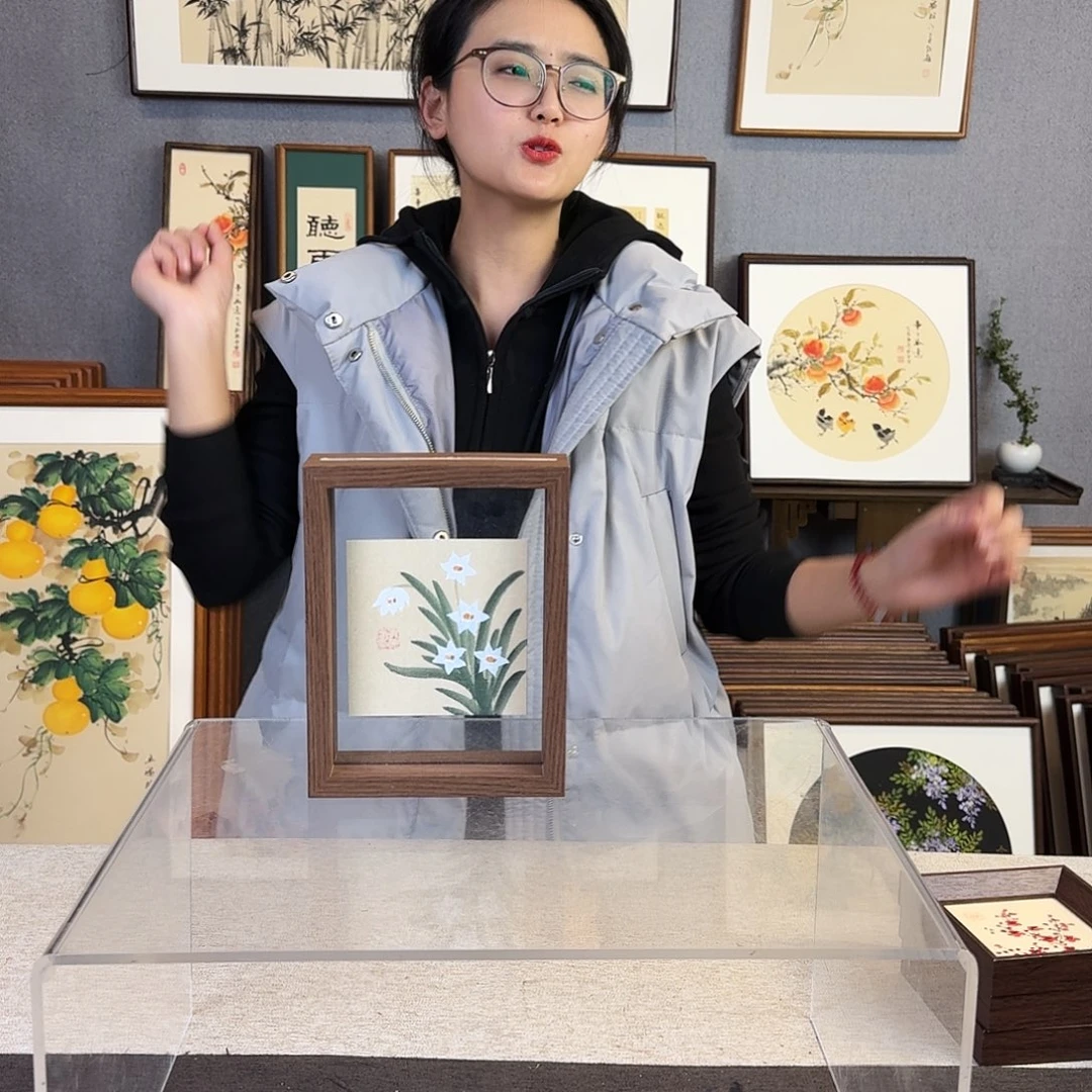 国画手绘带框尺寸：12*16