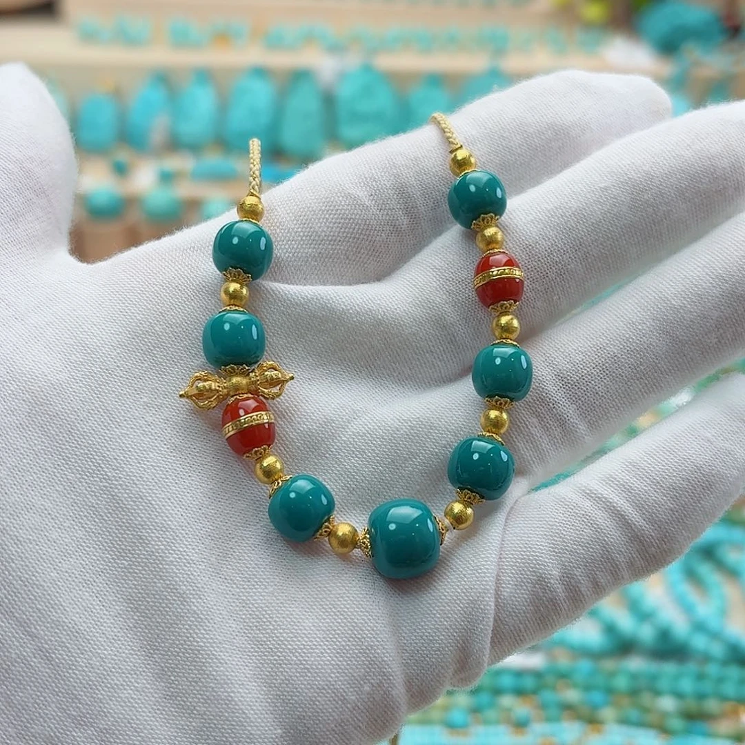 绿松石18K金镶嵌珠宝奇石泡油