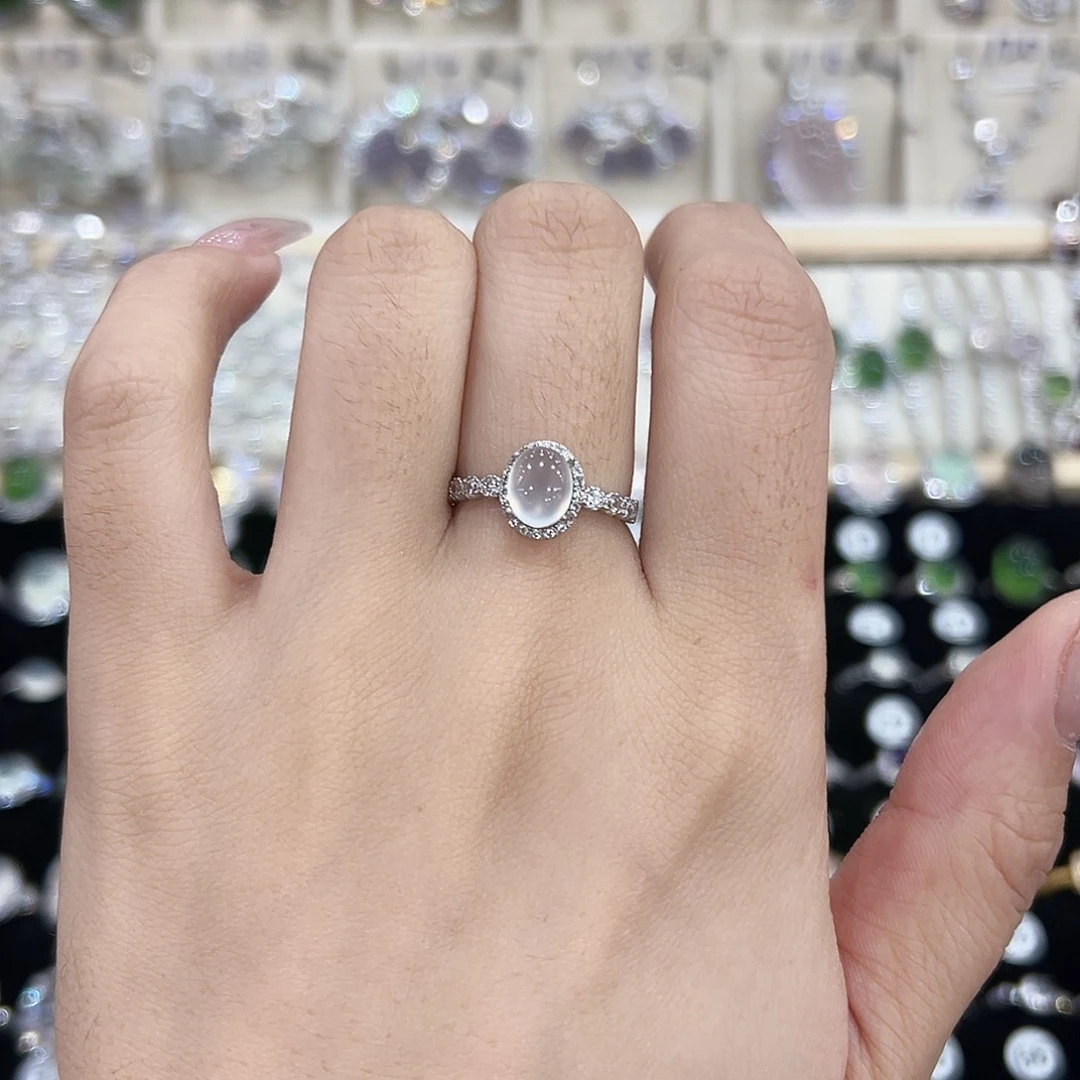 岫玉银S925镶嵌戒指