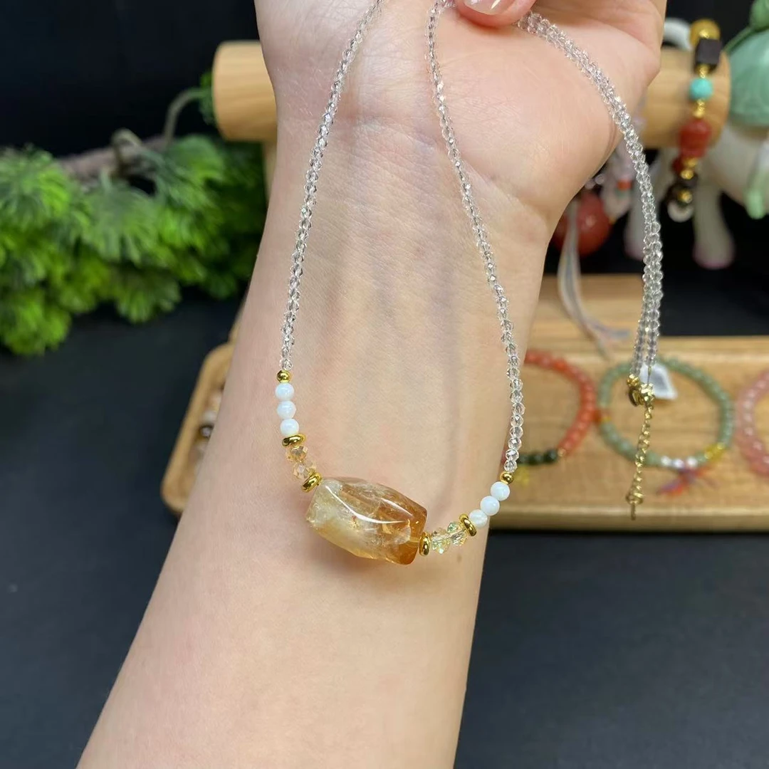 【黄塔晶随行颈链】A878简约时尚水晶女夏季佩戴轻奢小众高级感