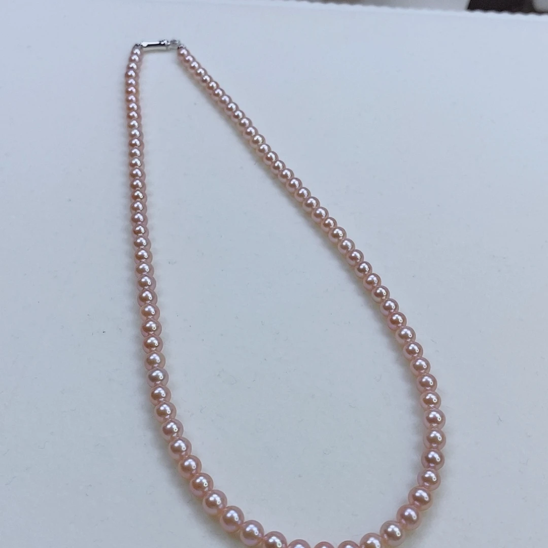 淡水珍珠银S925镶嵌项链4.5-5