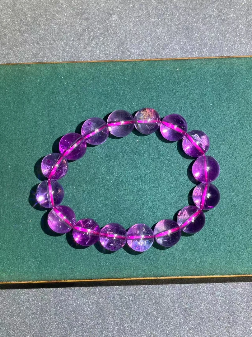 a3839玫紫色冰透单圈手串多样发