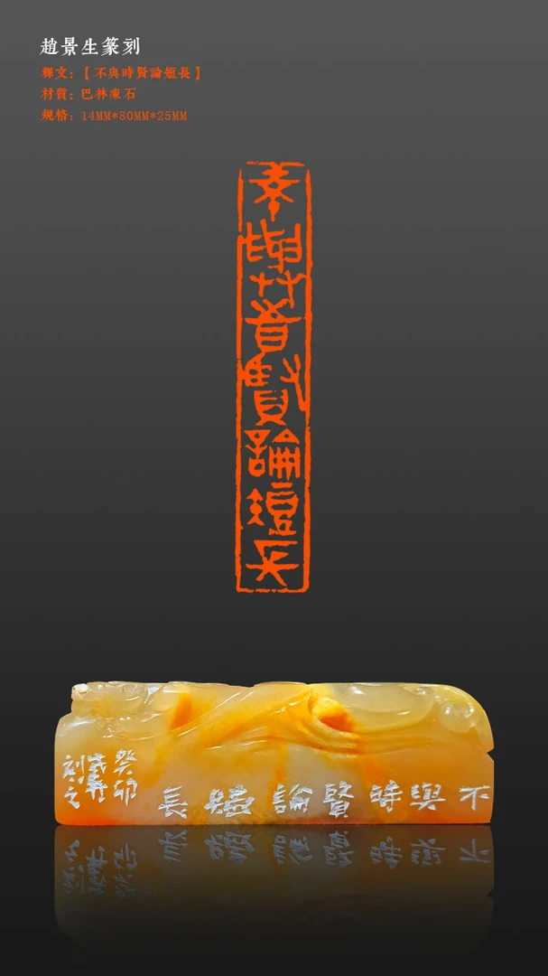 成品印章【不与时贤论短长】印面尺寸14*80mm
