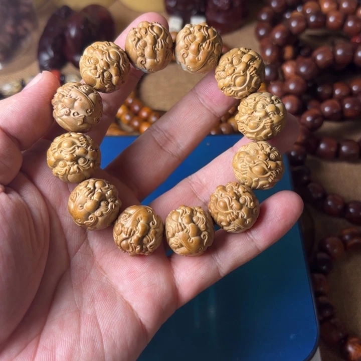 檀香木手串/手链正区，迈索尔老山檀，貔貅单圈