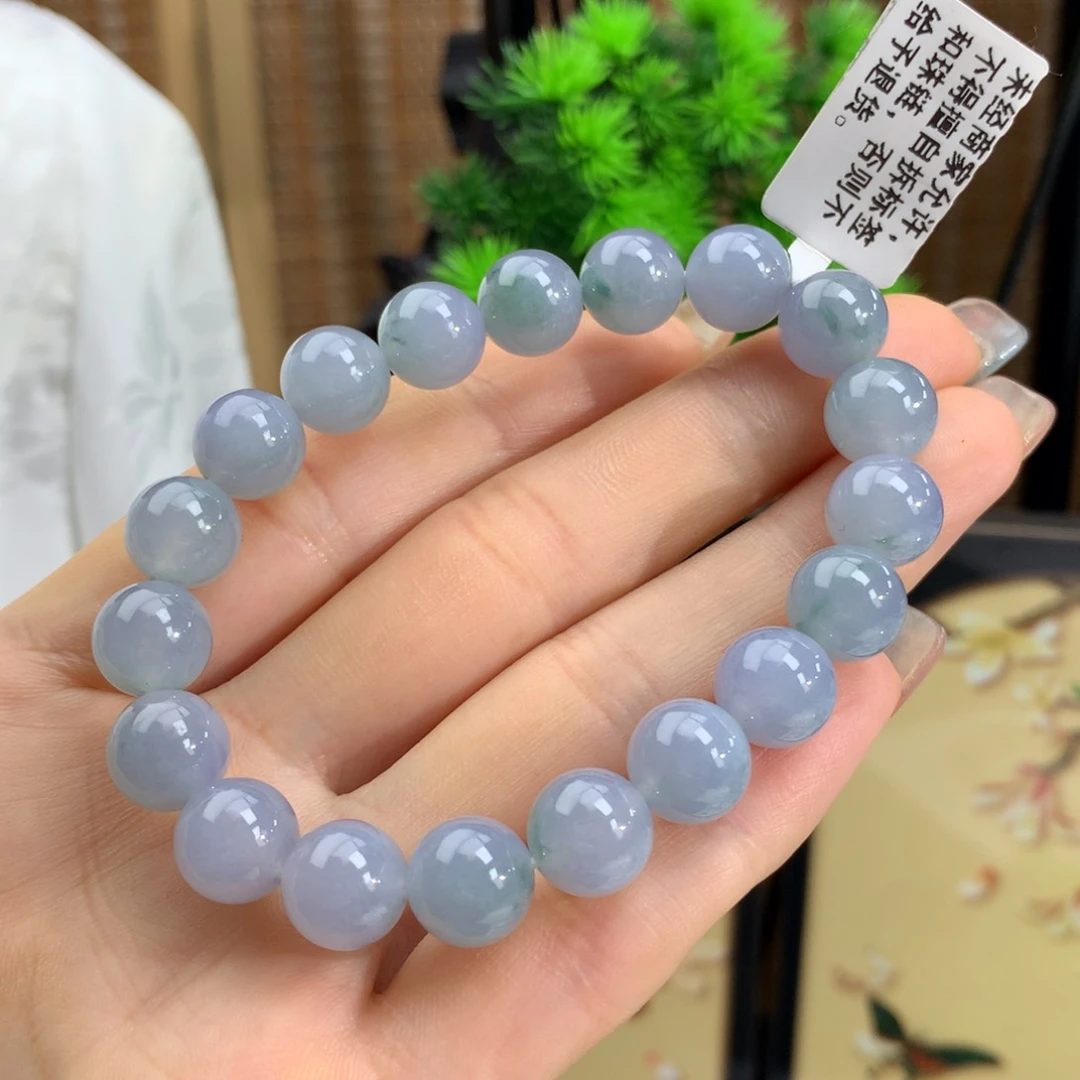 翡翠手链未镶嵌冰胶蓝紫飘花手链卡10m m