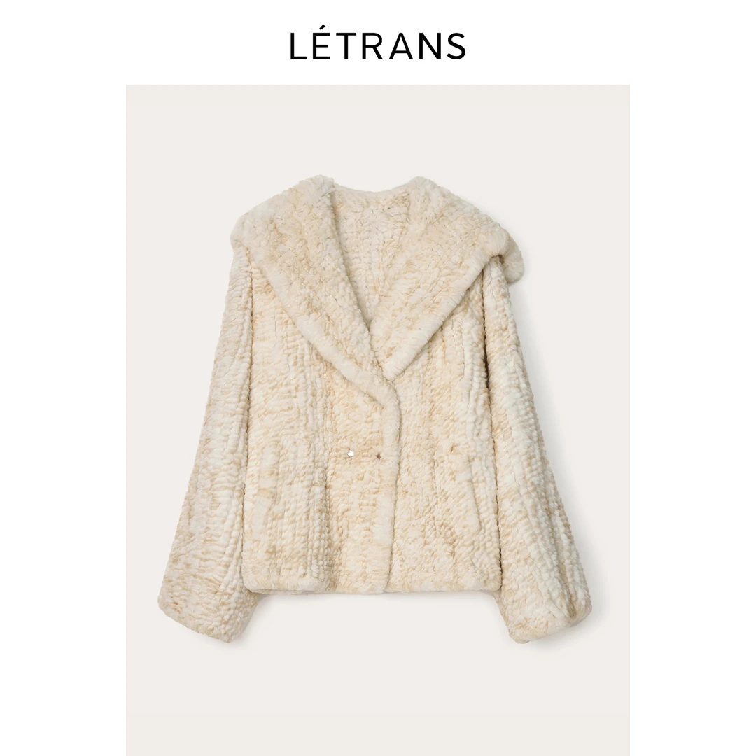 【元一Letrans】双色感兔毛编织海军领外套 日漫少女